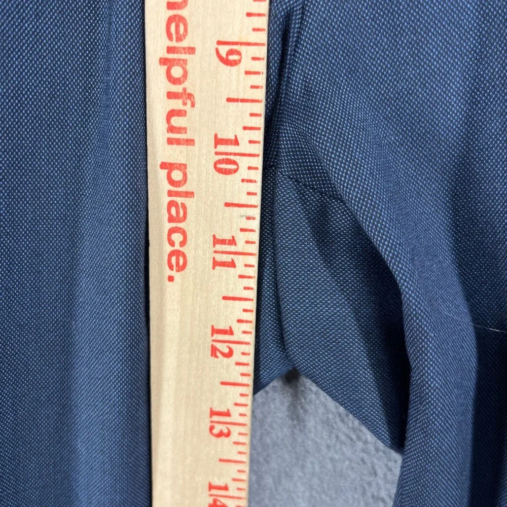 TO Collection Mens Navy Blue Herringbone Suit Blazer Pants‎ Set Size 18